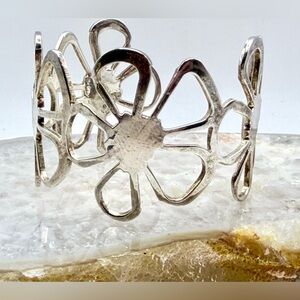 925 Sterling Silver Open Cuff Bracelet by Urmylady, Sz 5.5”- 7.5”, Preloved